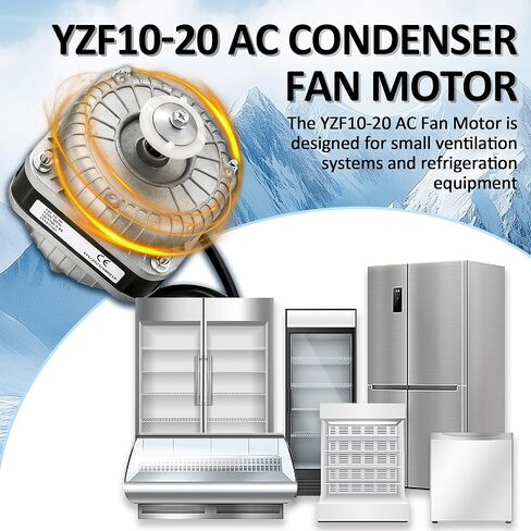 YZF10-20 Condenser Fan Motor AC 120V 60Hz 1550rpm 10/55W 0.8A Electric Shaded Pole Radiator Evaporator Fan Motor for Small Ventilation Equipment Refrigerator Freezer Coolers Vending Machines in Saudi Arabia