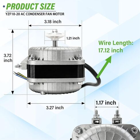 YZF10-20 Condenser Fan Motor AC 120V 60Hz 1550rpm 10/55W 0.8A Electric Shaded Pole Radiator Evaporator Fan Motor for Small Ventilation Equipment Refrigerator Freezer Coolers Vending Machines in Saudi Arabia
