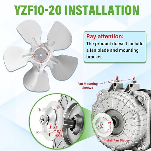 YZF10-20 Condenser Fan Motor AC 120V 60Hz 1550rpm 10/55W 0.8A Electric Shaded Pole Radiator Evaporator Fan Motor for Small Ventilation Equipment Refrigerator Freezer Coolers Vending Machines in Saudi Arabia