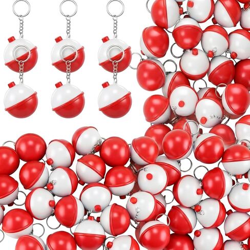 Libima 60 Pcs Red Fishing Bobber Stress Ball Keychain Bulk Fishing Themed Party Favors for Stress Relief Improve Grip Strength in Saudi Arabia