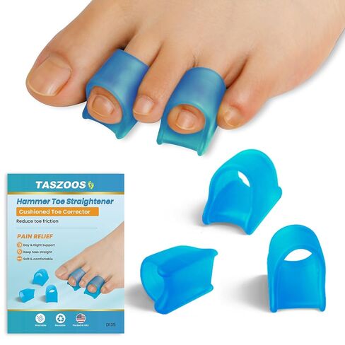 Hammer Toe Straightener - Hammer Toe Corrector for Women & Men - (6Pcs, Blue) - Gel Toe Splint Relief for Bunion, Claw, Crooked, Hammer, Broke Support - 3 Different Sizes (S/M/L) in Kuwait