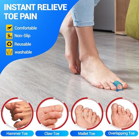 Hammer Toe Straightener - Hammer Toe Corrector for Women & Men - (6Pcs, Blue) - Gel Toe Splint Relief for Bunion, Claw, Crooked, Hammer, Broke Support - 3 Different Sizes (S/M/L) in Kuwait