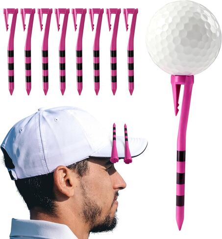 FINGER TEN Plastic Golf Tees 3 1/4 Inch with Hat Clip Design Value 30 Pack, Durable & Consistent Height Tees with Easy Access Design, Easy to Find Colors Pink/White/Green in Saudi Arabia