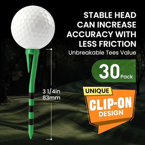 FINGER TEN Plastic Golf Tees 3 1/4 Inch with Hat Clip Design Value 30 Pack, Durable & Consistent Height Tees with Easy Access Design, Easy to Find Colors Pink/White/Green in Saudi Arabia