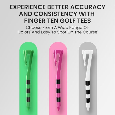 FINGER TEN Plastic Golf Tees 3 1/4 Inch with Hat Clip Design Value 30 Pack, Durable & Consistent Height Tees with Easy Access Design, Easy to Find Colors Pink/White/Green in Saudi Arabia