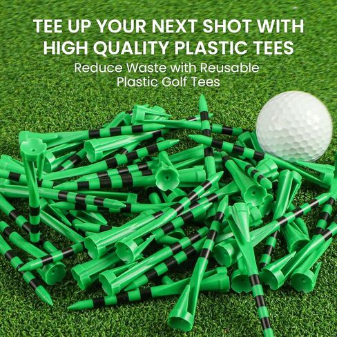 FINGER TEN Plastic Golf Tees 3 1/4 Inch with Hat Clip Design Value 30 Pack, Durable & Consistent Height Tees with Easy Access Design, Easy to Find Colors Pink/White/Green in Saudi Arabia