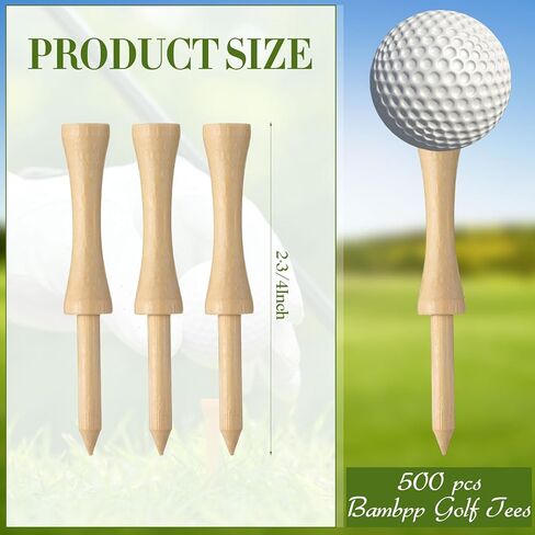 Vinsot 500 Pcs Step Down Golf Tees 2-3/4 Inch Bulk Wooden Bamboo Golf Tees for Men Women Indoor and Outdoor Practice Driving Range and Simulator Essential Accessories in Saudi Arabia