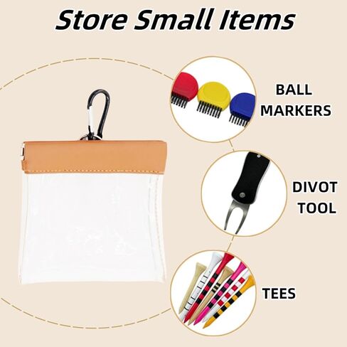 1 PCS Golf Tee Pouch Bag with Clip Transparent Golf Tees and Balls Storage for Men and Women in Kuwait