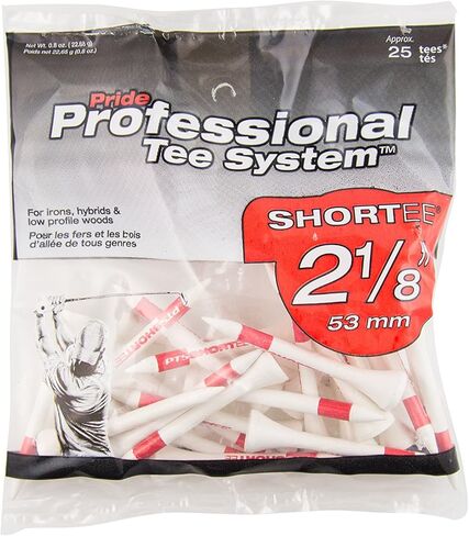 Pride Professional Tee System, 2-1/8 inch Shortee Tee, 25 Count Bags, Red on White in Kuwait