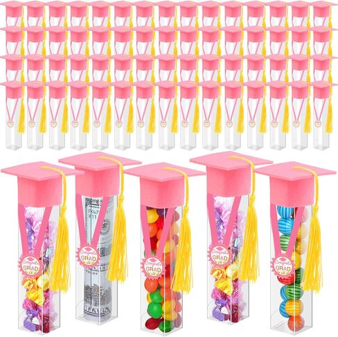 JMUQ 50 Sets Graduation Gumball Tubes,2026 Graduation Candy Jar Container with Grad Mini Caps Mini Graduations Tassels for DIY Grad Table Party Guests Supplies(Black) in Kuwait