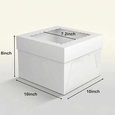 3 Pack 10x10x8 Inch White Cake Boxes with Window and Lids – Disposable Bakery Boxes for Cakes, Donuts, Pies, Cookies – Birthday, Wedding, Party Supplies in Saudi Arabia