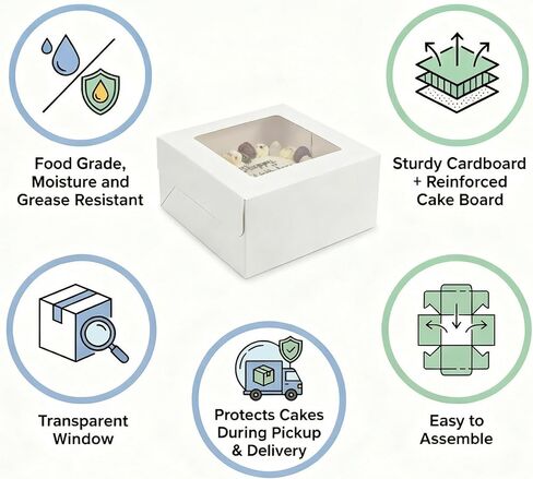 3 Pack 10x10x8 Inch White Cake Boxes with Window and Lids – Disposable Bakery Boxes for Cakes, Donuts, Pies, Cookies – Birthday, Wedding, Party Supplies in Saudi Arabia