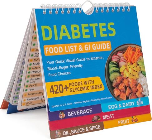 SMYV Diabetes Food List and Meal Planner with Fridge Magnet, Laminated Diabetic Food Chart Booklet with Glycemic Index Food Guide for Newly Diagnosed, Type 1, Type 2 Diabetes in Kuwait