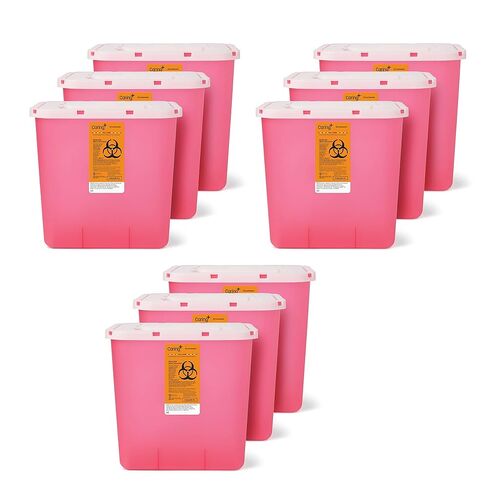 Caring Sharps Container, 2 Gallon with Container Locking Lid, Red - Ideal for Safe Medical Waste Disposal, Large Needle Disposal Container for Home and Medical Use in Saudi Arabia