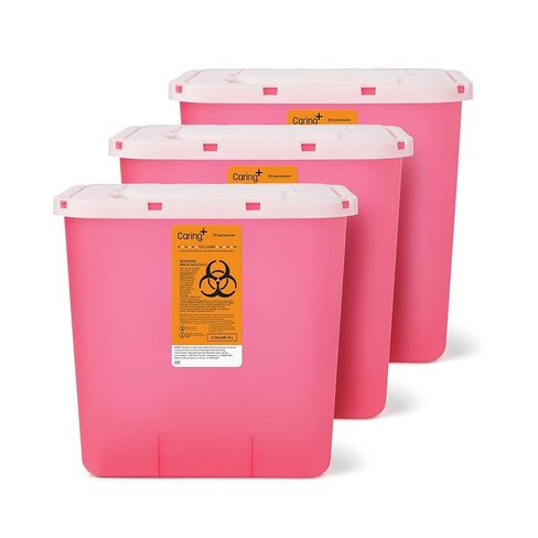 Caring Sharps Container, 2 Gallon with Container Locking Lid, Red - Ideal for Safe Medical Waste Disposal, Large Needle Disposal Container for Home and Medical Use in Saudi Arabia