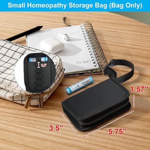 Beautyflier Homeopathy Storage Bag, Compact Size Small Travel Bag for Homeopathic Medicine Storage, Homeopathic Remedies Organizer Case for 12 Tubes, With Carrier Strap, Bag Only in Saudi Arabia
