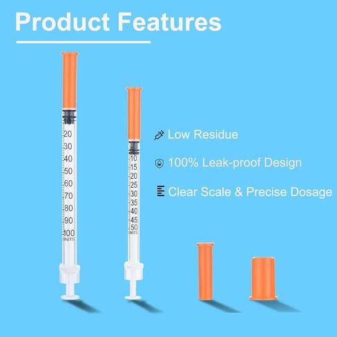 حقنة 1 مل 32 جرام 1/4 بوصة (6 مم)، مستلزمات مختبر U-100، مغلفة بشكل فردي، عبوة من 100 قطعة in Kuwait