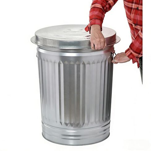 31 Gallon Galvanized Steel Trash Can with Lid Rodent Proof Weather Resistant Heavy Duty Metal Can for Yard Waste and Pet Food Storage in Saudi Arabia