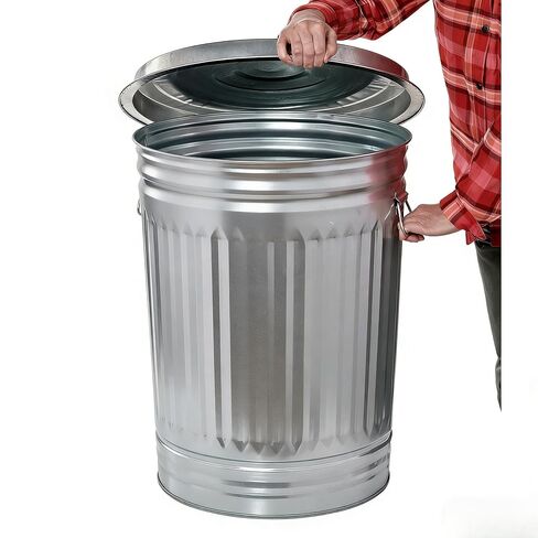 31 Gallon Galvanized Steel Trash Can with Lid Rodent Proof Weather Resistant Heavy Duty Metal Can for Yard Waste and Pet Food Storage in Saudi Arabia