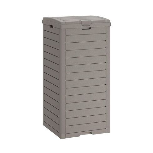 سلة المهملات الخارجية من فانسيانجو مع غطاء وصينية تنقيط، سلة قمامة من الراتنج المقاوم للماء، سلة مهملات خارجية للفناء والجراج وحمام السباحة والسطح والفناء الخلفي، أسود (31 جالون) in Kuwait