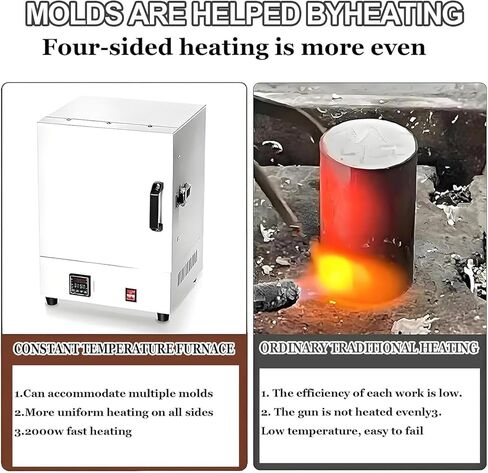 فرن كهربائي للاحتراق بقدرة 2000 وات، فرن الاحتراق بدرجة حرارة عالية، فرن معالجة المجوهرات المعملية المتكامل، فرن التحكم في درجة الحرارة PID 1150 درجة مئوية، للمجوهرات والأعمال المعدنية in Kuwait