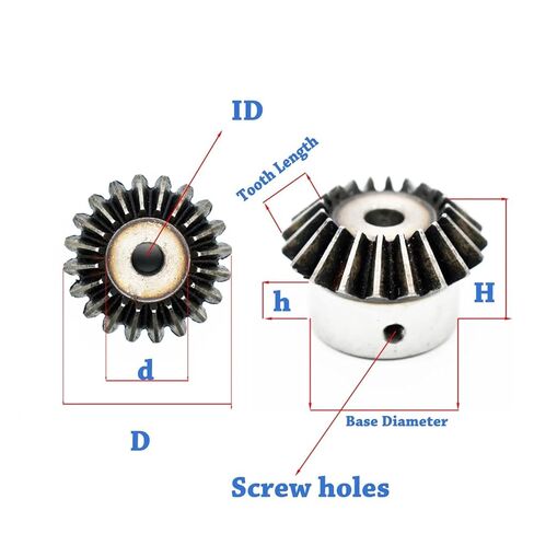 Steel Heavy Duty Motor Pinion Gear 10mm 1:1 Bevel Gear 1.5 Modulus 16 Teeth ID= 90 Degree Steel Gears in Saudi Arabia