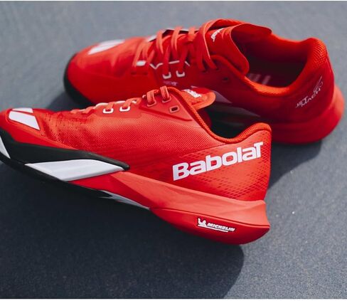 Babolat Men's Jet Mach 4 All Court Tennis Shoes, Cherry Tomato/White – Add Optional Accessories in Saudi Arabia