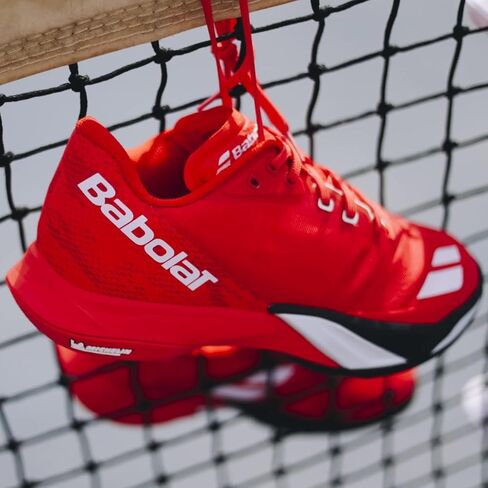 Babolat Men's Jet Mach 4 All Court Tennis Shoes, Cherry Tomato/White – Add Optional Accessories in Saudi Arabia