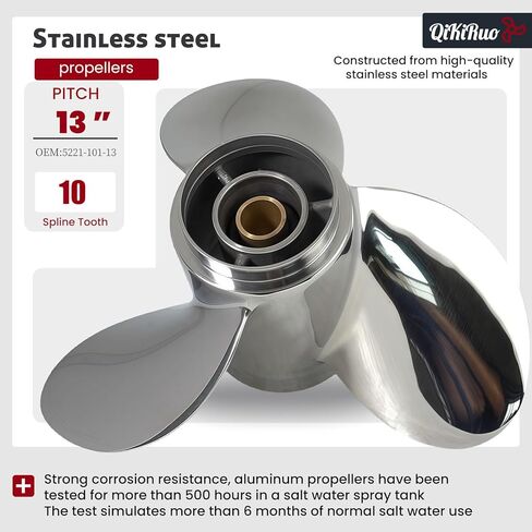 10 1/4X13 المروحة غير القابل للصدأ لـ Tohatsu/Nissan 25HP/30HP Outboards Prop 10 Spline Tooth، RH in Kuwait