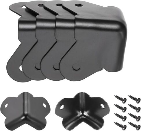 MECCANIXITY 8 قطع من واقي زوايا خزانة مكبر الصوت 46 × 46 × 30 مم معدن قابل للتكديس واقي زاوية التفاف حماية صندوق الحافة مع 16 قطعة برغي تثبيت لحالة الصوت DJ المرحلة in Kuwait