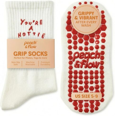 Peach & Flow Pilates Grip Socks for Women | Studio-Quality Non-Slip Reformer & Barre Socks | Arch Support, US 5-9 in Saudi Arabia
