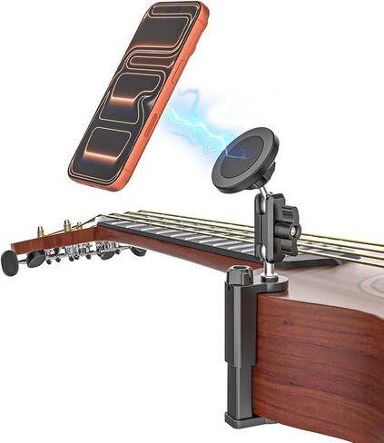 Magnetic Guitar Phone Holder [Strong Magnet] Metal Adjustable Arm Guitar Phone Mount, Magnetic Phone Holder for Guitars, Ukuleles, Basses, Fits iPhone 17 Pro Max 16 Plus Android Smartphone in Kuwait