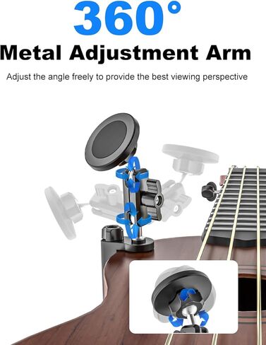 Magnetic Guitar Phone Holder [Strong Magnet] Metal Adjustable Arm Guitar Phone Mount, Magnetic Phone Holder for Guitars, Ukuleles, Basses, Fits iPhone 17 Pro Max 16 Plus Android Smartphone in Kuwait