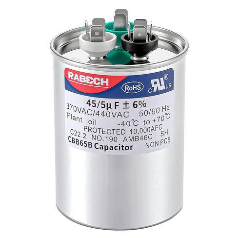 45/5 فائق التوهج 45/5MFD AC مكثف CBB65B 45 5 فائق التوهج MFD 45 + 5 فائق التوهج 370 فولت/440 فولت تشغيل مزدوج مستدير مكثفات A/C ± 6% 370VAC 440VAC لمكيف الهواء in Kuwait