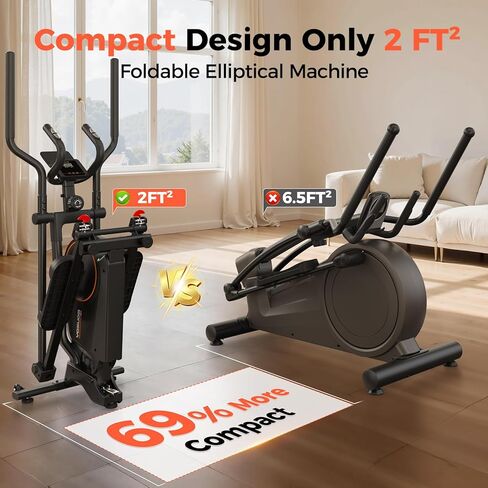 YOSUDA ​​آلة بيضاوية مدمجة فقط 2 قدم مربع، 15 بوصة قابلة للطي بيضاوية الشكل للمنزل، آلة تمارين بيضاوية قابلة للطي، مدرب بيضاوي الشكل مع 16 مستوى مقاومة مغناطيسية in Kuwait