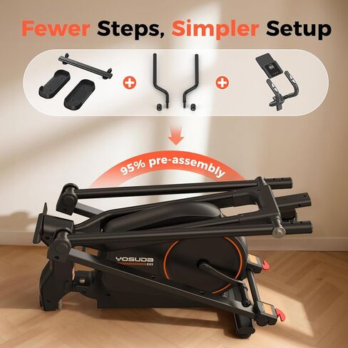 YOSUDA ​​آلة بيضاوية مدمجة فقط 2 قدم مربع، 15 بوصة قابلة للطي بيضاوية الشكل للمنزل، آلة تمارين بيضاوية قابلة للطي، مدرب بيضاوي الشكل مع 16 مستوى مقاومة مغناطيسية in Kuwait