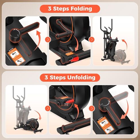 YOSUDA ​​آلة بيضاوية مدمجة فقط 2 قدم مربع، 15 بوصة قابلة للطي بيضاوية الشكل للمنزل، آلة تمارين بيضاوية قابلة للطي، مدرب بيضاوي الشكل مع 16 مستوى مقاومة مغناطيسية in Kuwait