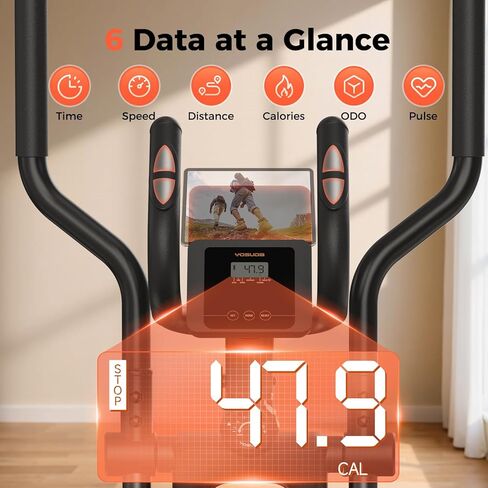YOSUDA ​​آلة بيضاوية مدمجة فقط 2 قدم مربع، 15 بوصة قابلة للطي بيضاوية الشكل للمنزل، آلة تمارين بيضاوية قابلة للطي، مدرب بيضاوي الشكل مع 16 مستوى مقاومة مغناطيسية in Kuwait