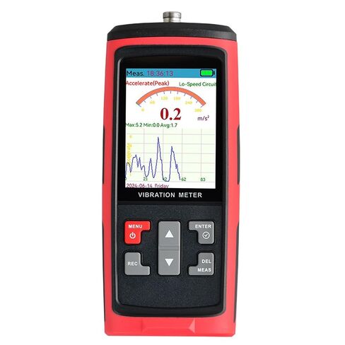 مقياس اهتزاز احترافي، مقياس اهتزاز محمول من الدرجة الصناعية مع تخزين البيانات، تصدير الكمبيوتر/USB، نطاق تردد واسع (0.1-10 كيلو هرتز) لتشخيص الآلات in Kuwait