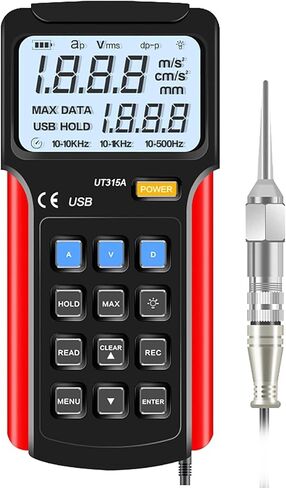 Portable Vibration Analyzer, Digital Vibration Meter with LCD Display and Highly Sensitive Probe, Store Data, for Vibration Acceleration, Velocity and Displacement Measurement in Kuwait
