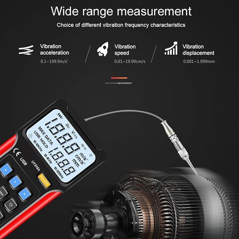 Portable Vibration Analyzer, Digital Vibration Meter with LCD Display and Highly Sensitive Probe, Store Data, for Vibration Acceleration, Velocity and Displacement Measurement in Kuwait