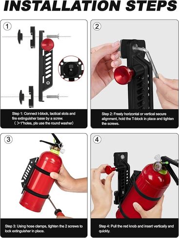 NILKATSS MOLLE Fire Extinguisher Mount Kit - Quick Release Bracket for Tactical Panels, Trucks & Vehicles, Fits 1-2" Slots/Holes - Rigid MOLLE Plate Holder for Fire Extinguisher & Gear Accessories in Kuwait
