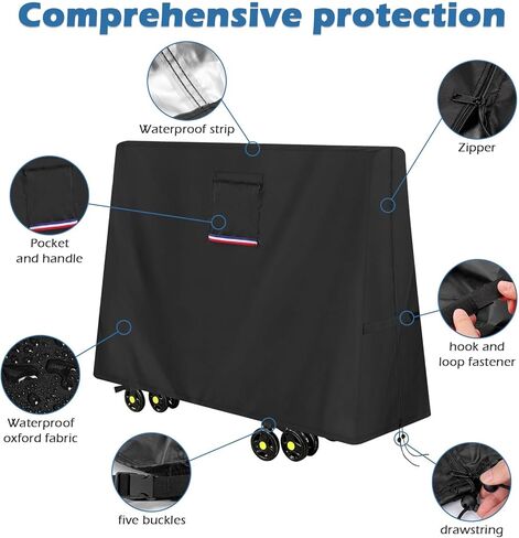 Ping Pong Table Cover Outdoor Waterproof,Table Tennis Cover Fits Both Folding and Flat Tables (Flat Size-9x5 FT) with Waterproof Seal, Includes Organize Bag for Indoor and Outdoor Use in Kuwait