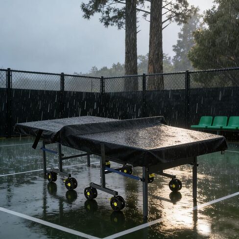 Ping Pong Table Cover Outdoor Waterproof,Table Tennis Cover Fits Both Folding and Flat Tables (Flat Size-9x5 FT) with Waterproof Seal, Includes Organize Bag for Indoor and Outdoor Use in Kuwait