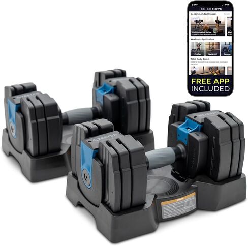 Teeter ProFlex 432 Adjustable Dumbbell Weight Set, 8 in 1 Free Weights 4 to 32lb, Quick-Set Grip Handles, Home Gym Space Saver (New in 2024) in Kuwait