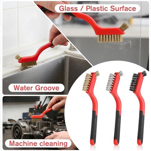 30 قطعة من فرش الأسلاك للتنظيف، مجموعة فرشاة خدش سلكية من الفولاذ المقاوم للصدأ، شعيرات شديدة التحمل مع مقبض منحني وقبضة أسلاك معدنية صغيرة لتنظيف الأوساخ والصدأ والطلاء in Kuwait