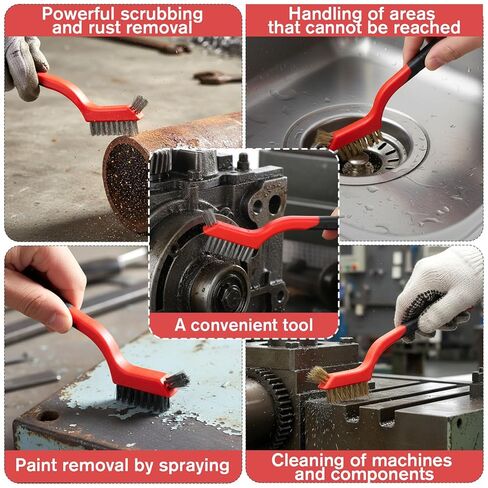 30 قطعة من فرش الأسلاك للتنظيف، مجموعة فرشاة خدش سلكية من الفولاذ المقاوم للصدأ، شعيرات شديدة التحمل مع مقبض منحني وقبضة أسلاك معدنية صغيرة لتنظيف الأوساخ والصدأ والطلاء in Kuwait