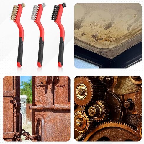 30 قطعة من فرش الأسلاك للتنظيف، مجموعة فرشاة خدش سلكية من الفولاذ المقاوم للصدأ، شعيرات شديدة التحمل مع مقبض منحني وقبضة أسلاك معدنية صغيرة لتنظيف الأوساخ والصدأ والطلاء in Kuwait