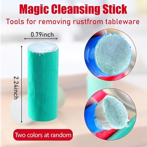 2Pcs Pot Rust Removal Cleaning Brush, Cookware Cleaning Stick, Stain Remover Magic for Pans Rust Removal Kitchen Tools, Random Color in Saudi Arabia