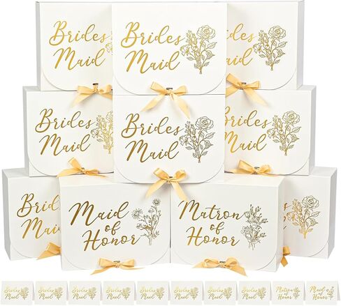 Xylitic 10Pack Bridesmaid Proposal Box with Bridesmaid Cards Bridesmaid Boxes with Ribbon Bridesmaid Gift Box for Bridesmaid Proposal Gifts Maid of Honor Proposal gifts(White) in Saudi Arabia